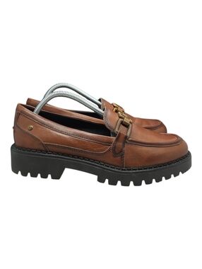 Pikolinos Aviles Brown Leather Chain Link Platform Lug Loafers Size 11